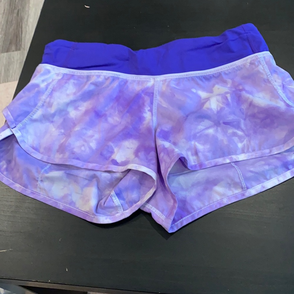 Purple tie dye lulu lemon athletic shorts